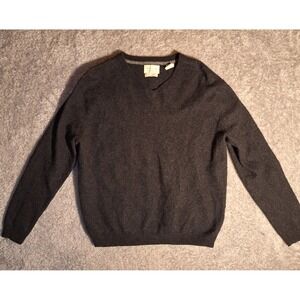 Original Weatherproof Vintage Mens V-Neck Sweater L Merino Cashmere Dark Gray